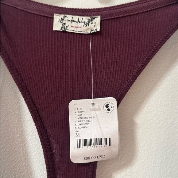 Free People Downtime Romper Wine Color M - Picture 4 of 4